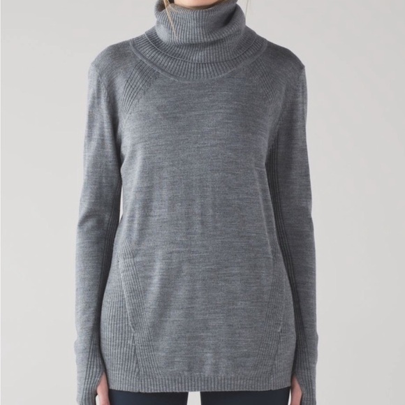 Lululemon sweat and savansana merino wool funnel neck gray sweater 12 - Picture 7 of 7
